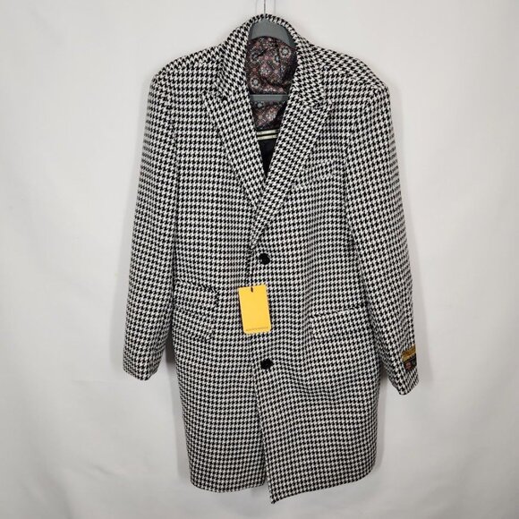 NWT Alberto Nardoni Longline Houndstooth Shelby Coat Size 40 - Picture 2 of 8